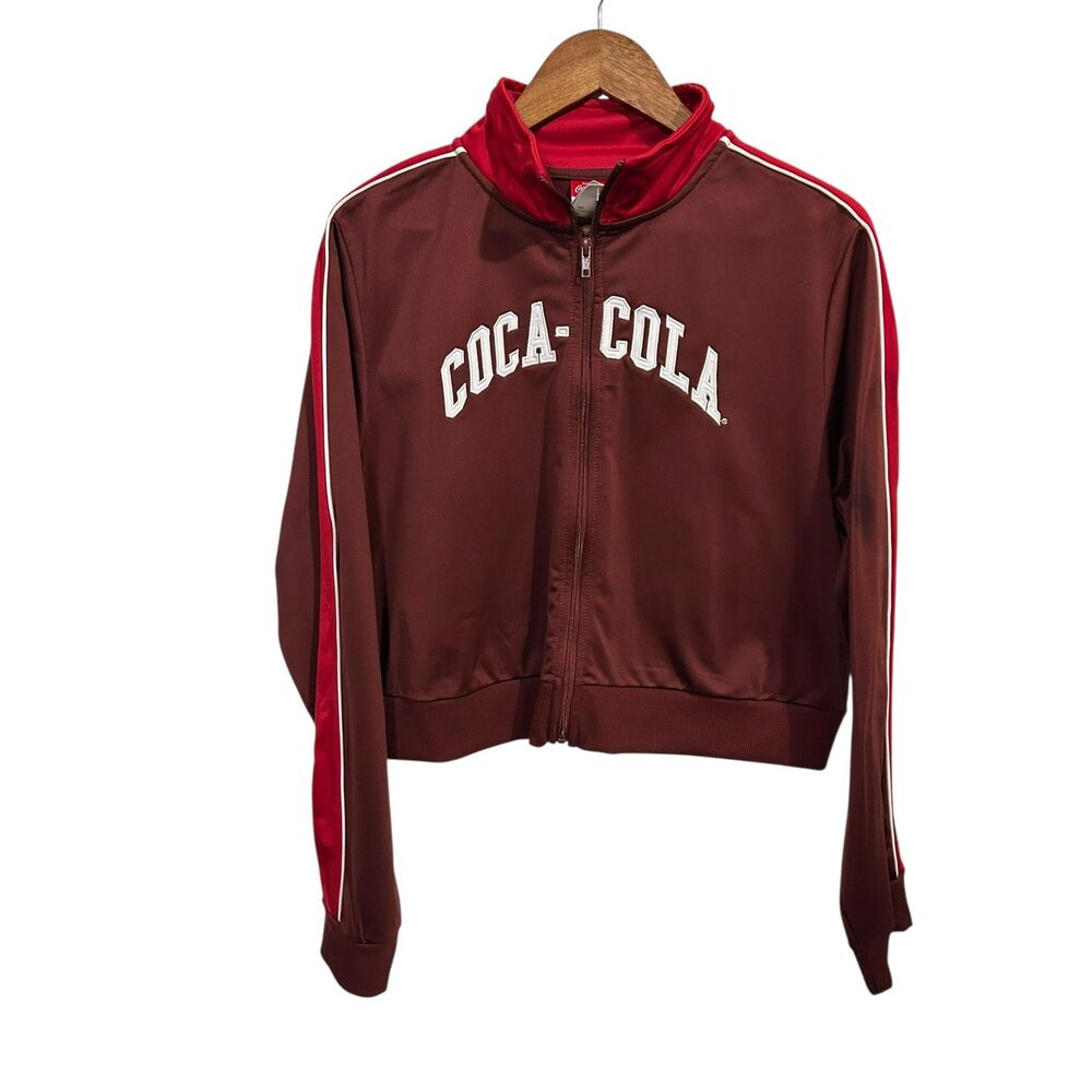 Coca Cola Track Jacket XXL NWT Brown Red Full Zip Logo Jacket